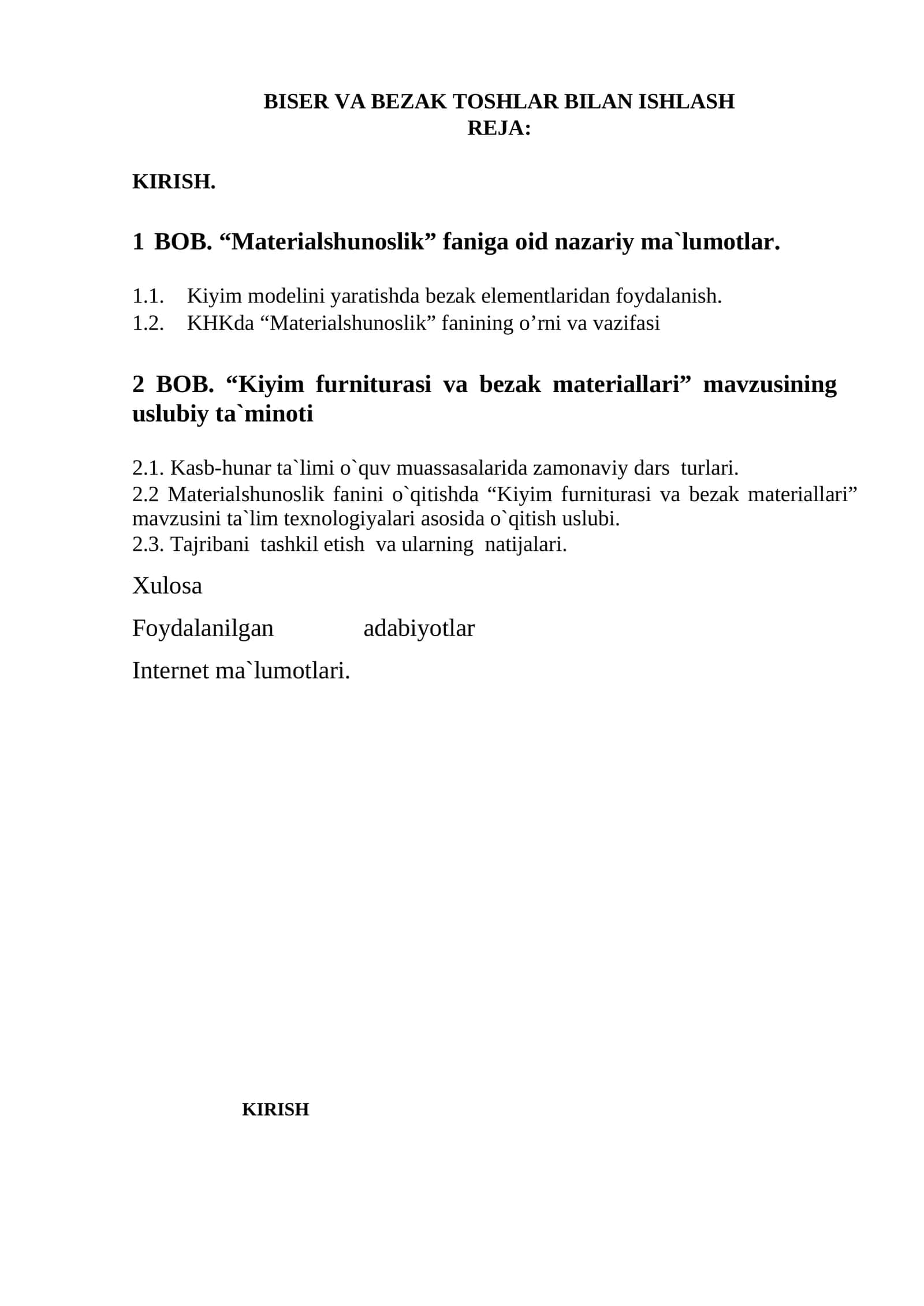 Kiyim furniturasi va bezak materiallari 1