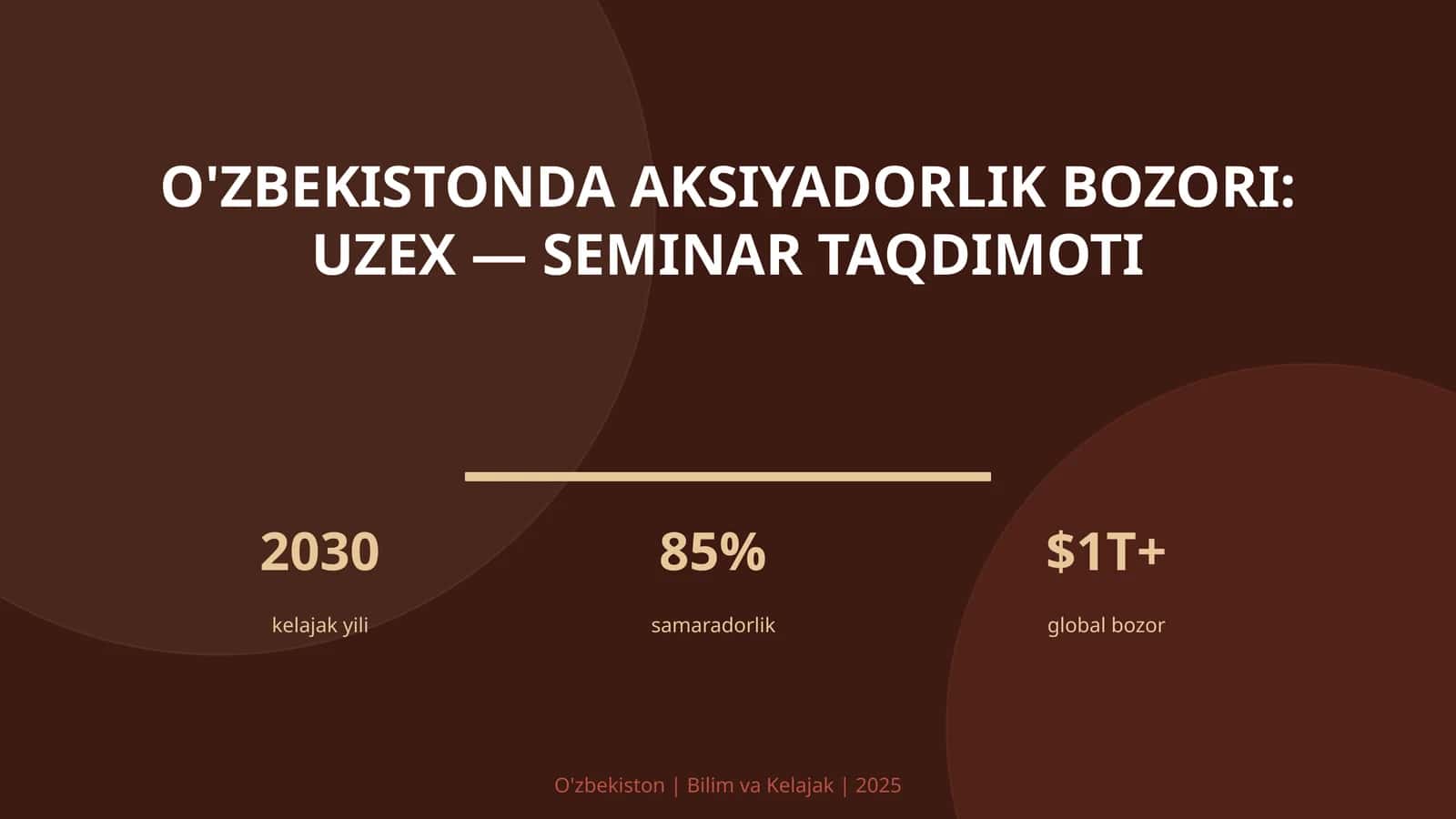 O'zbekistonda aksiyadorlik bozori: UzEx — seminar taqdimoti 1
