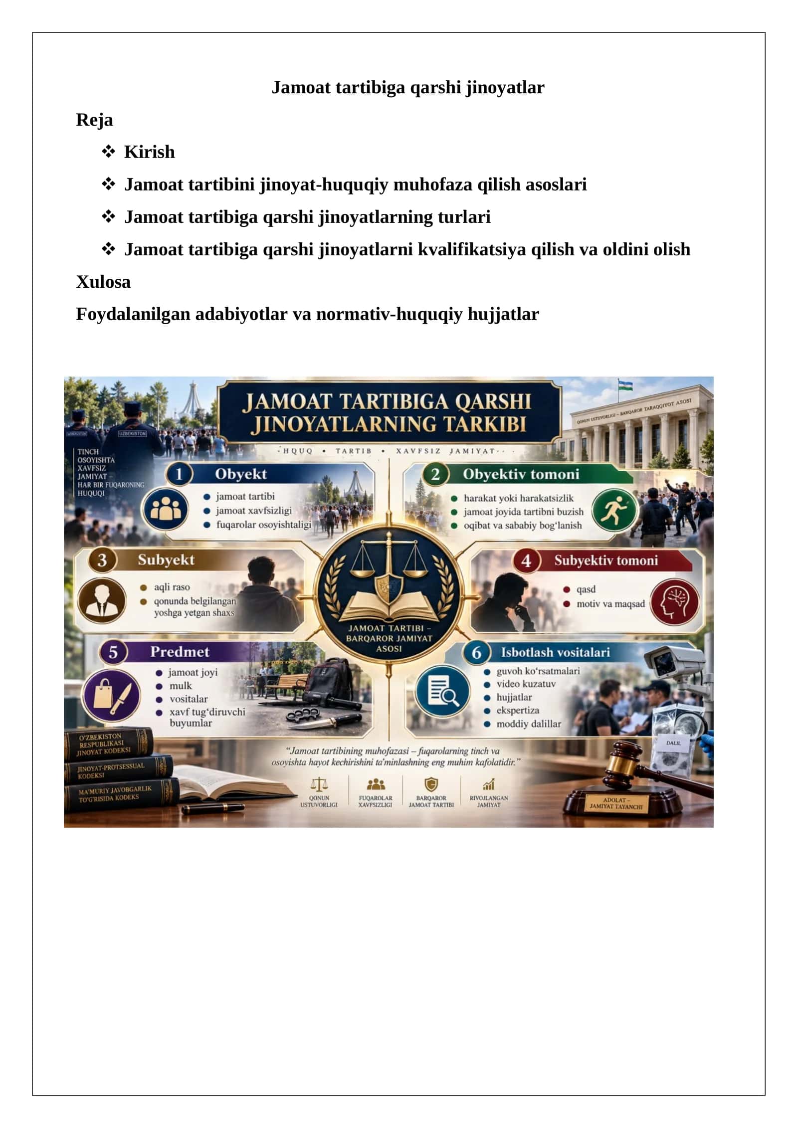 Jamoat tartibiga qarshi jinoyatlar 1