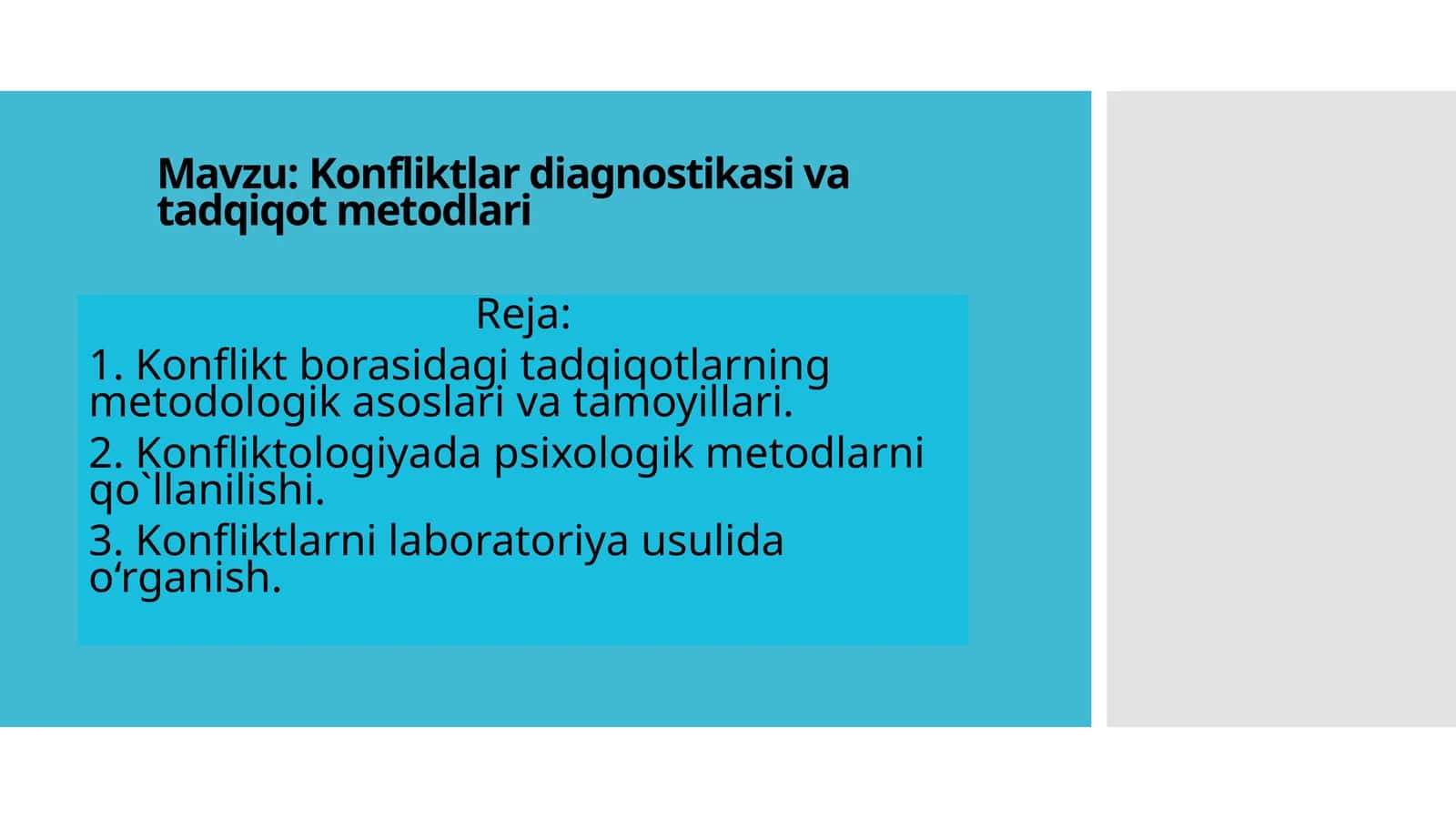 Konfliktlar diagnostikasi va tadqiqot metodlari 1
