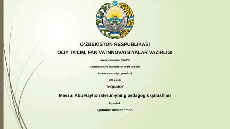 Abu Rayhon Beruniyning pedagogik qarashlari 1