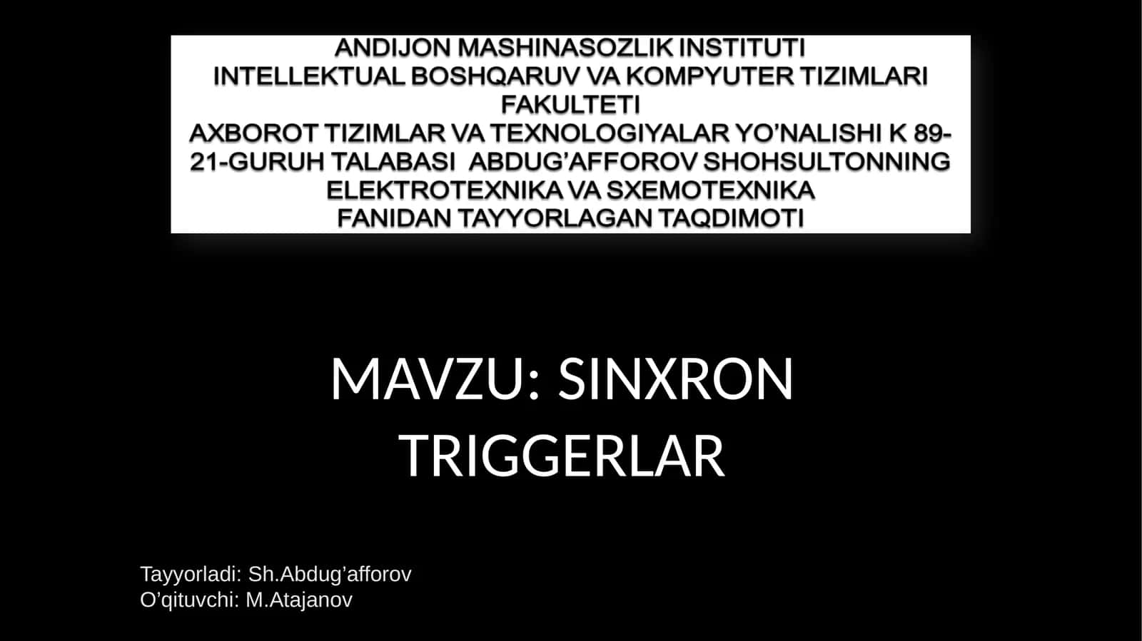 SINXRON TRIGGERLAR 1