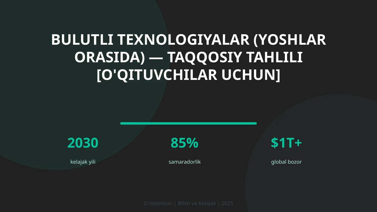 Bulutli texnologiyalar (yoshlar orasida) — taqqosiy tahlili [o'qituvchilar uchun] 1