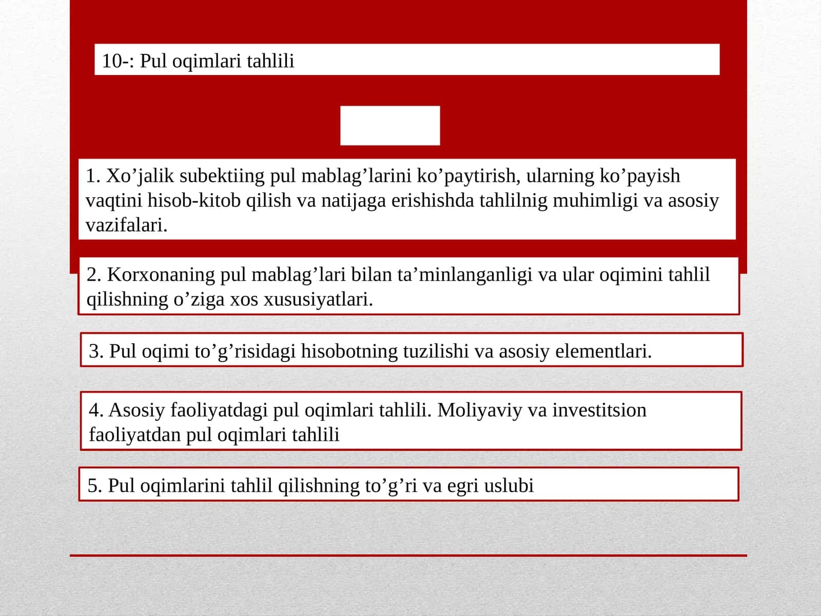 Pul oqimlari tahlili 1