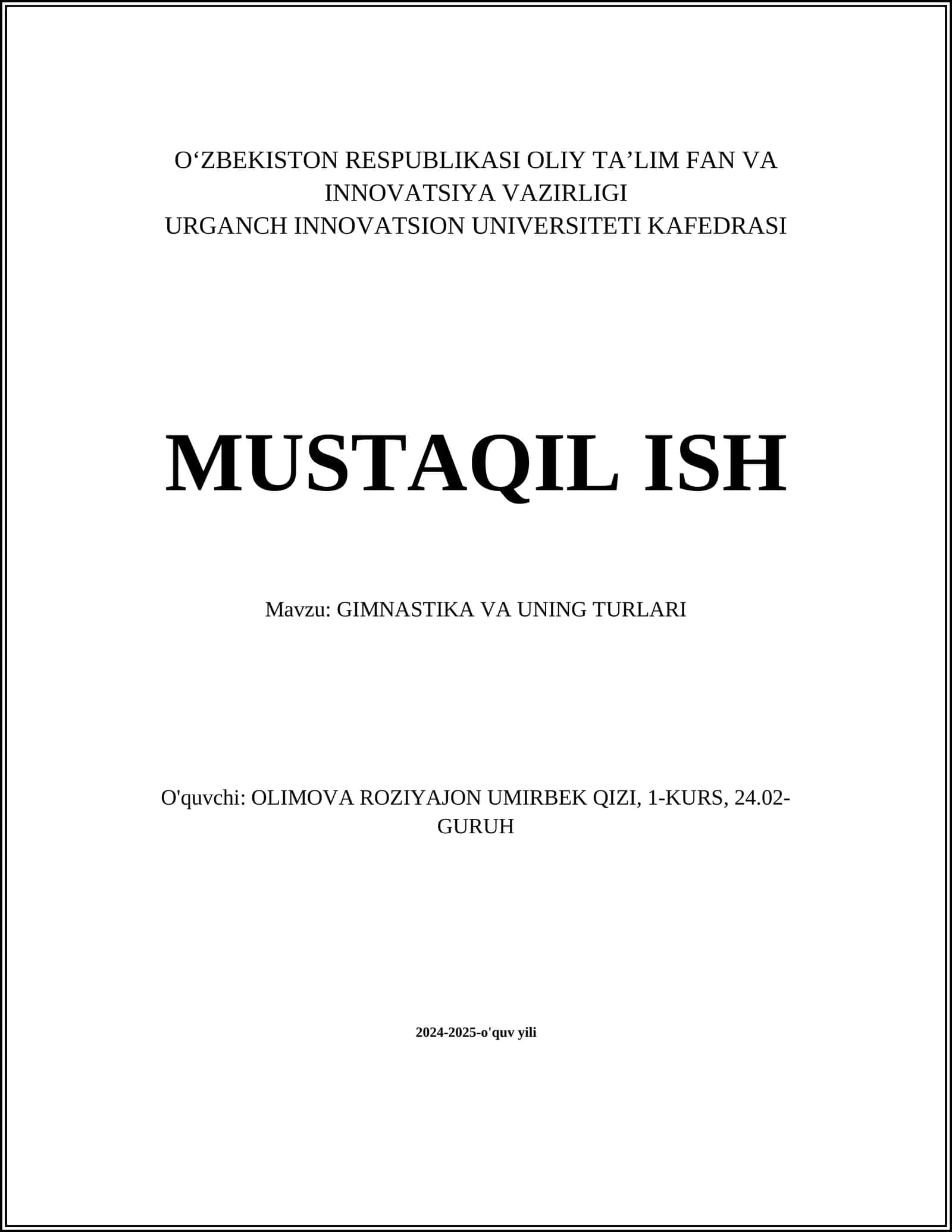 GIMNASTIKA VA UNING TURLARI 1