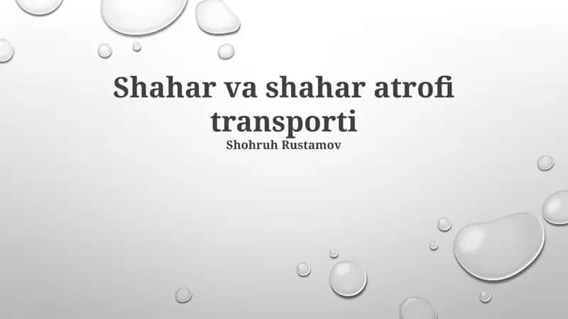 Shahar va shahar atrofi transporti 1