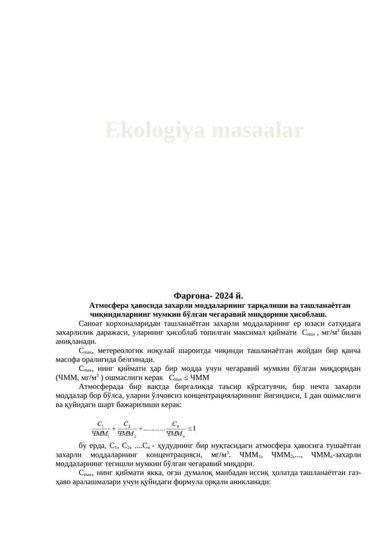 Ekologiya masalar 1