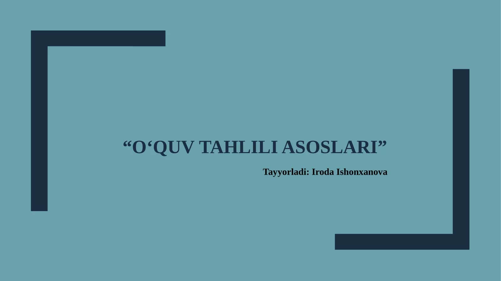 O'quv tahlili asoslari 1
