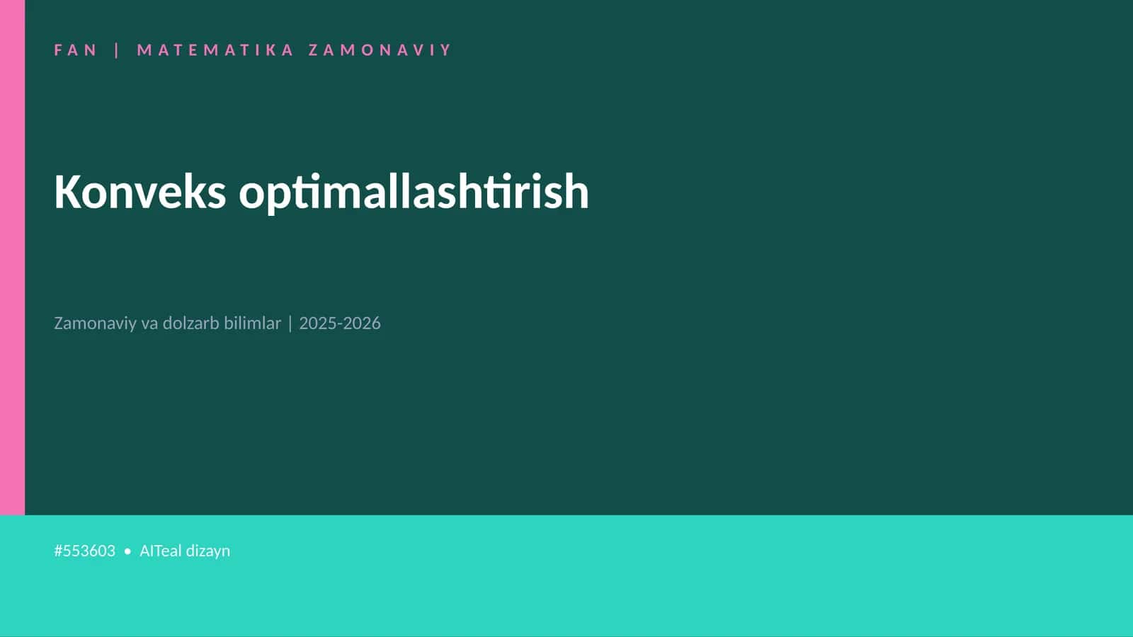 Konveks optimallashtirish 1