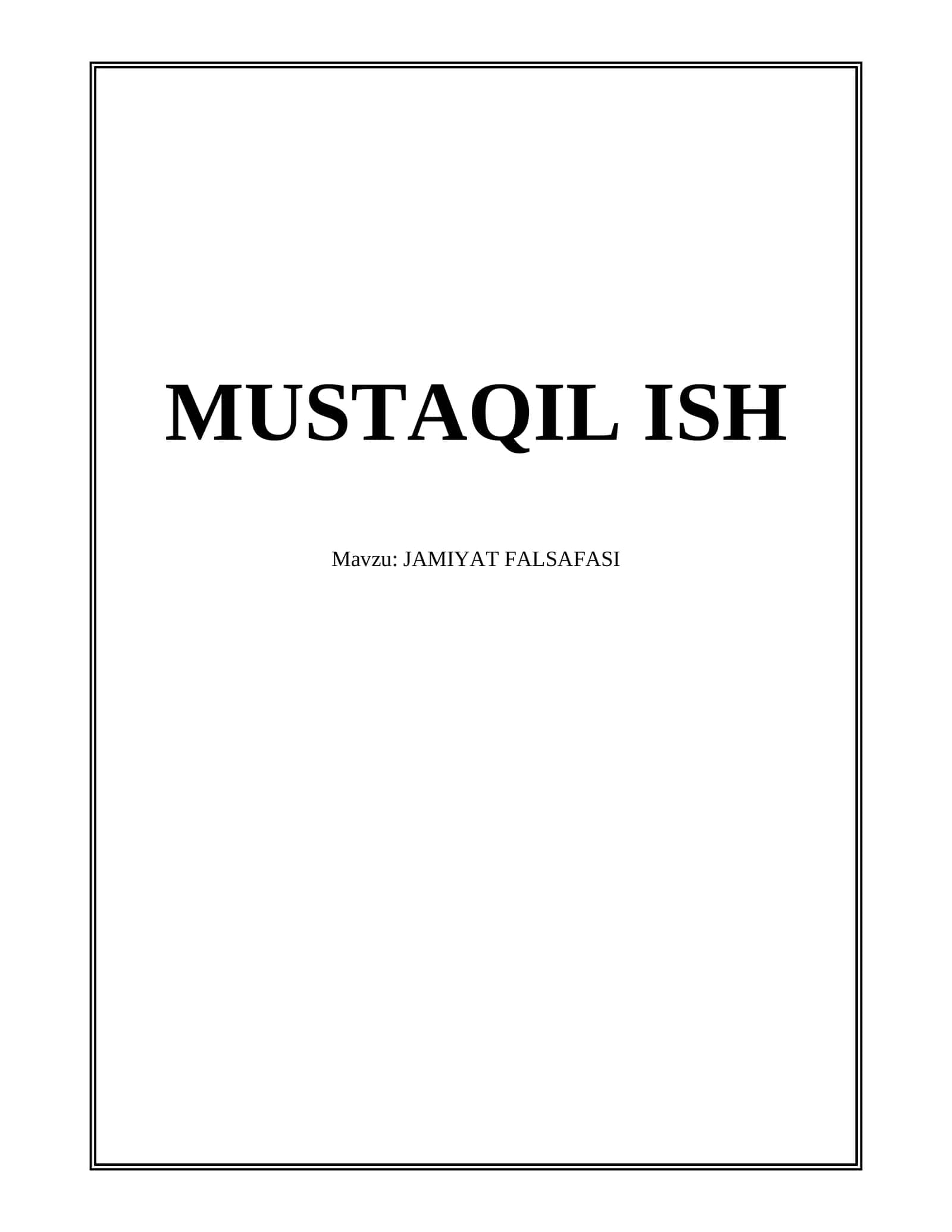JAMIYAT FALSAFASI 1