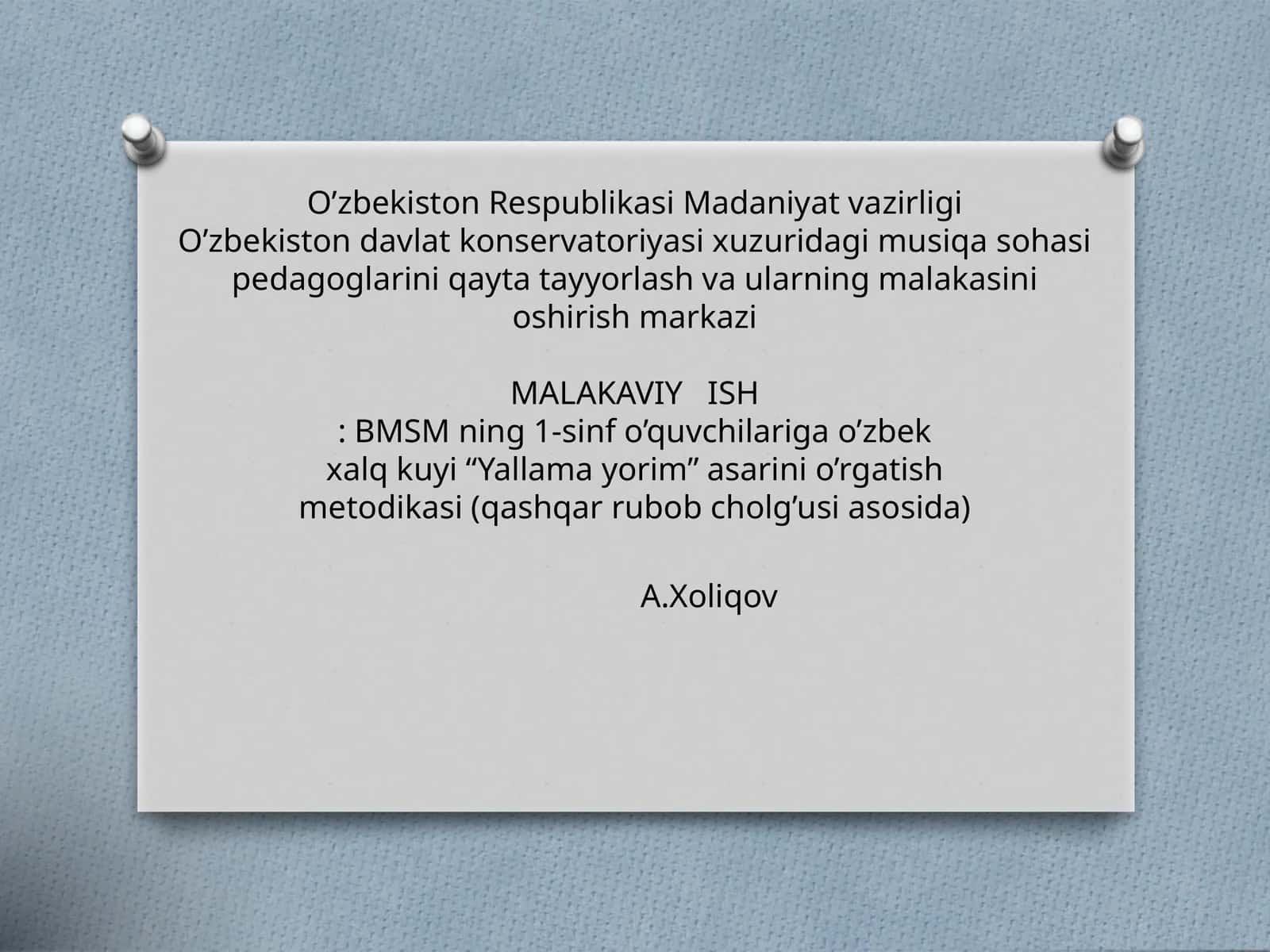"Yallama yorim" asarini o'rgatish metodikasi 1