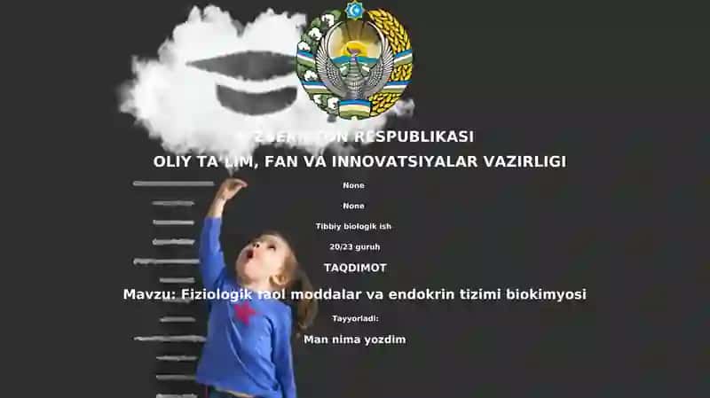 Fiziologik faol moddalar va endokrin tizimi biokimyosi