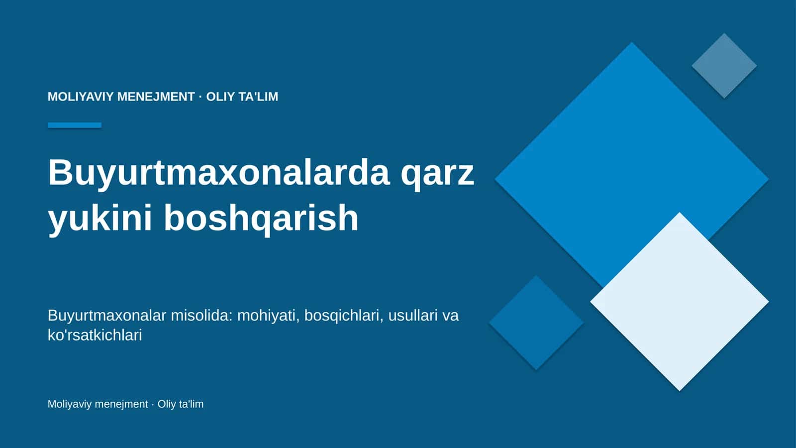 Moliyaviy Menejment · Oliy Ta'limg 1