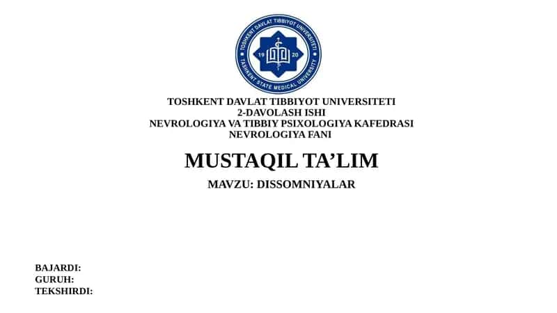 DISSOMNIYALAR 1