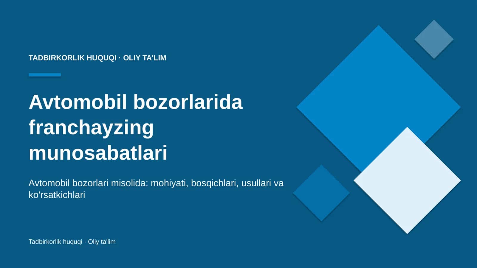 Avtomobil bozorlarida franchayzing munosabatlari 1