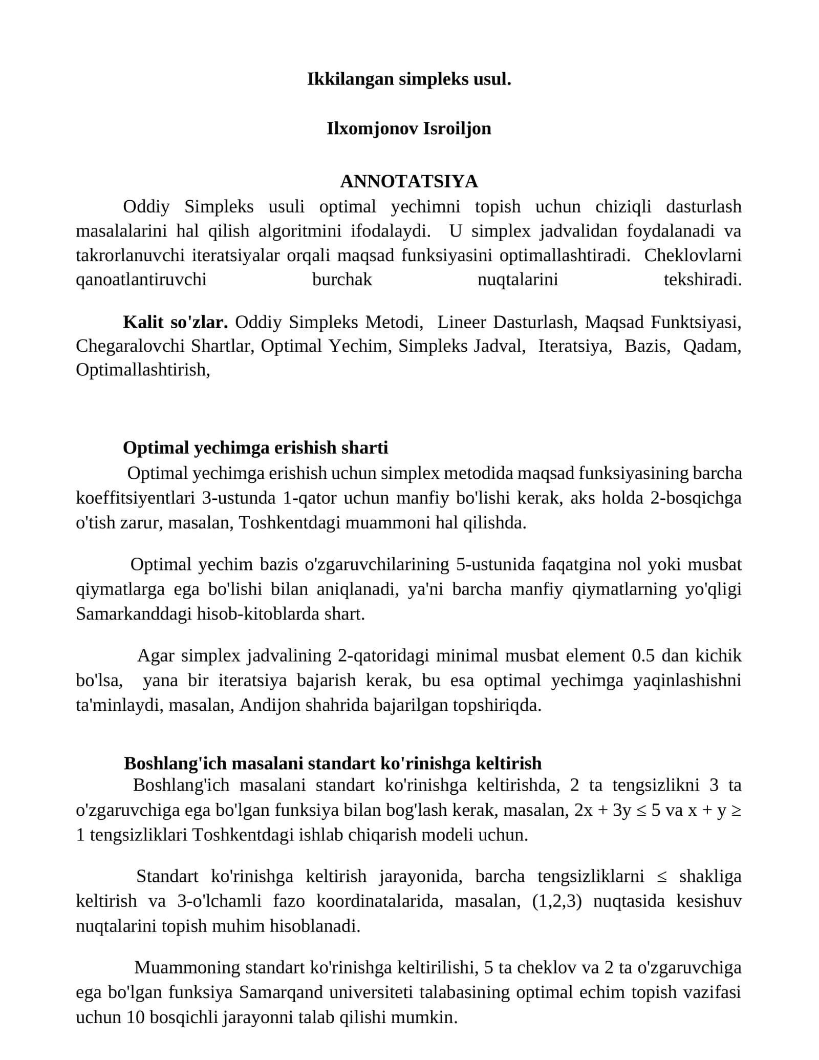 Oddiy Simpleks usuli 1