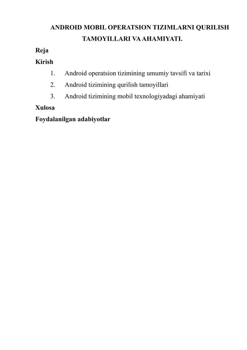 Android Mobil Operatsion Tizimlarni Qurilish Tamoyillari va Ahmiyat 1