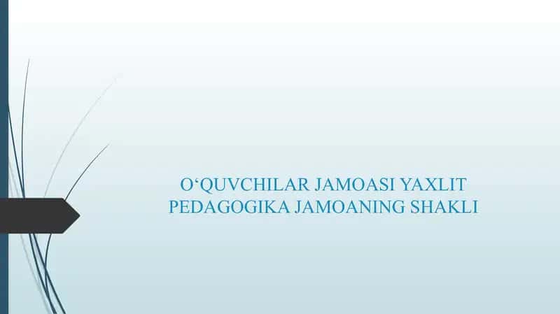 OʻQUVCHILAR JAMOASI YAXLIT PEDAGOGIKA JAMOANING SHAKLI 1