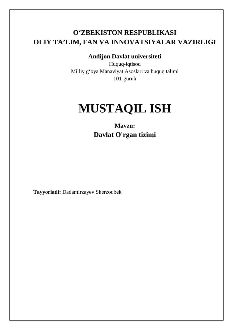 Davlat O'rgan tizimi 1