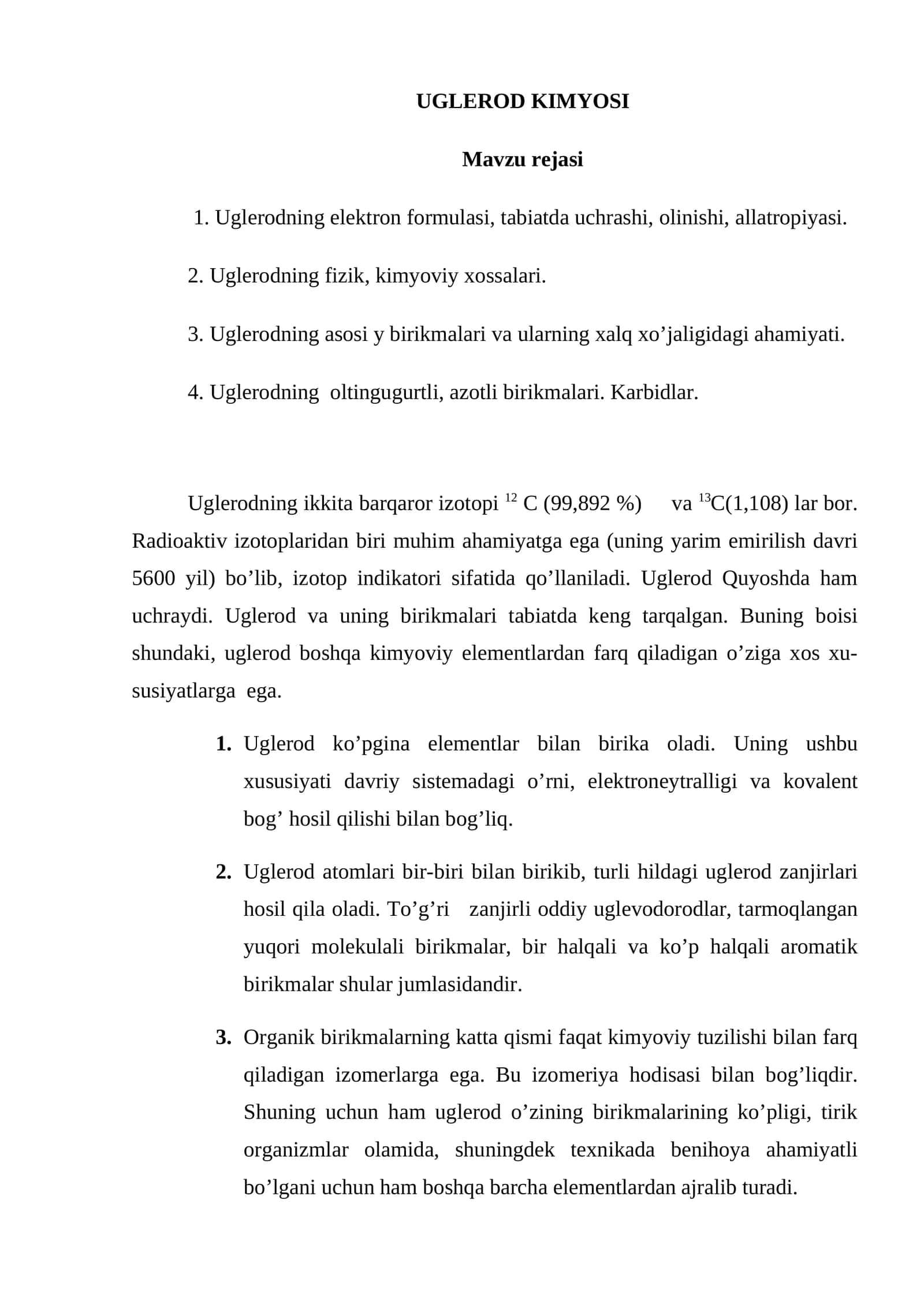 UGLЕRОD KIMYOSI 1