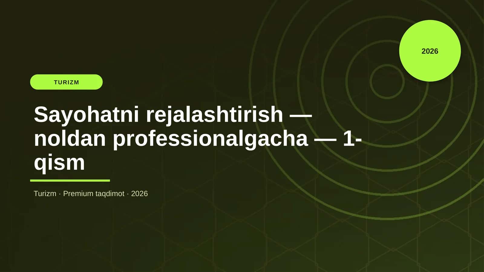 Sayohatni rejalashtirish — noldan professionalgacha — 1-qism 1