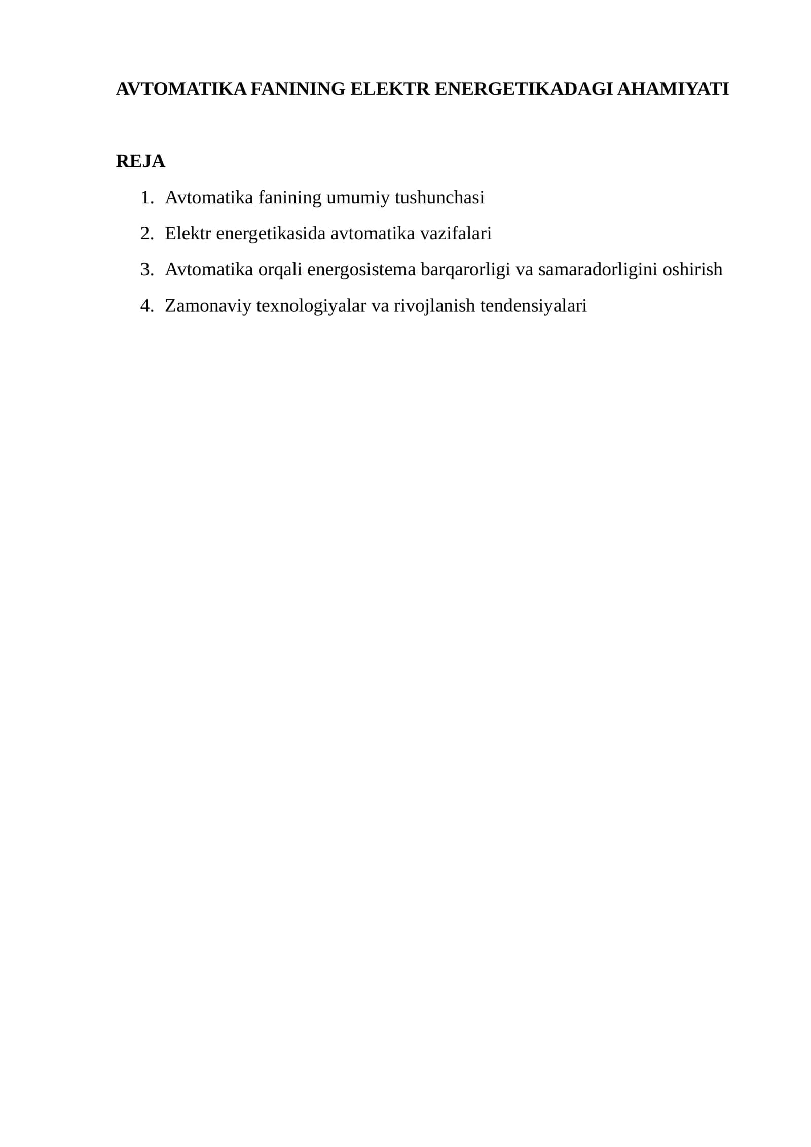 AVTOMATIKA FANINING ELEKTR ENERGETIKADAGI AHAMIYATI 1