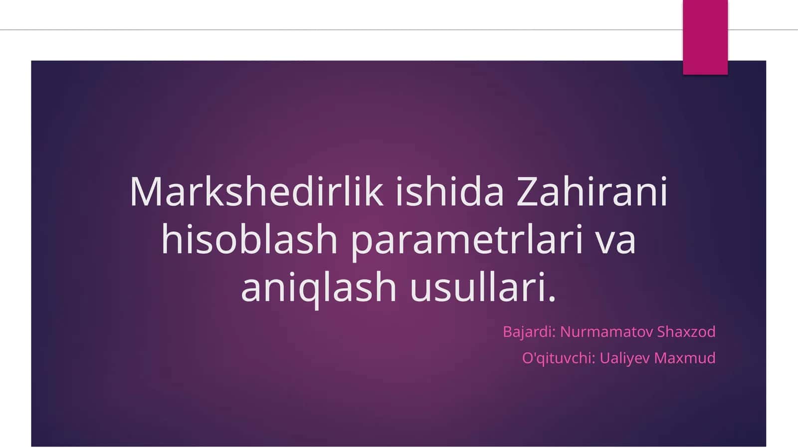 Markshedirlik ishi 1