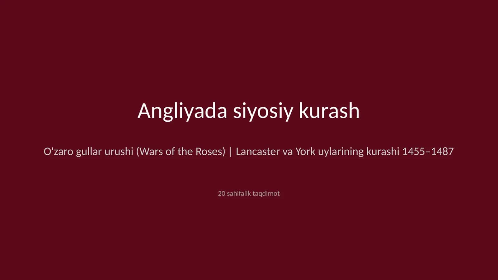 Angliyada siyosiy kurash 1