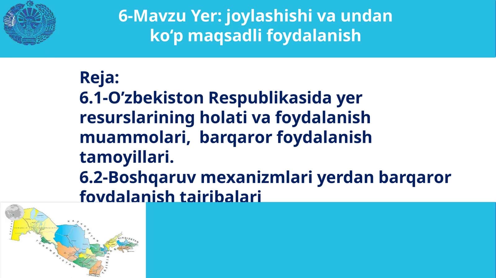 6-MavzuYer:joylashishivaundanko‘pmaqsadlifoydalanish 1