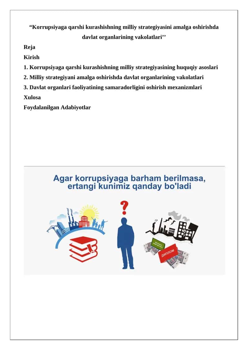 Korrupsiyaga qarshi kurashishning milliy strategiyasini amalga oshirishda davlat organlarining vakolatlari 1