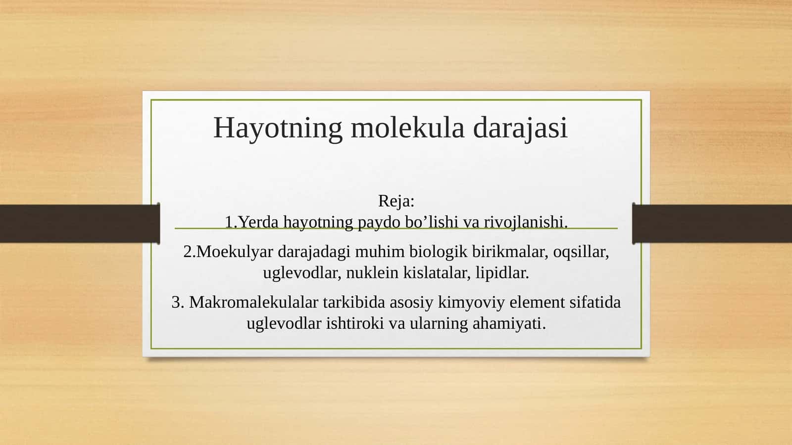Hayotning molekula darajasi 1