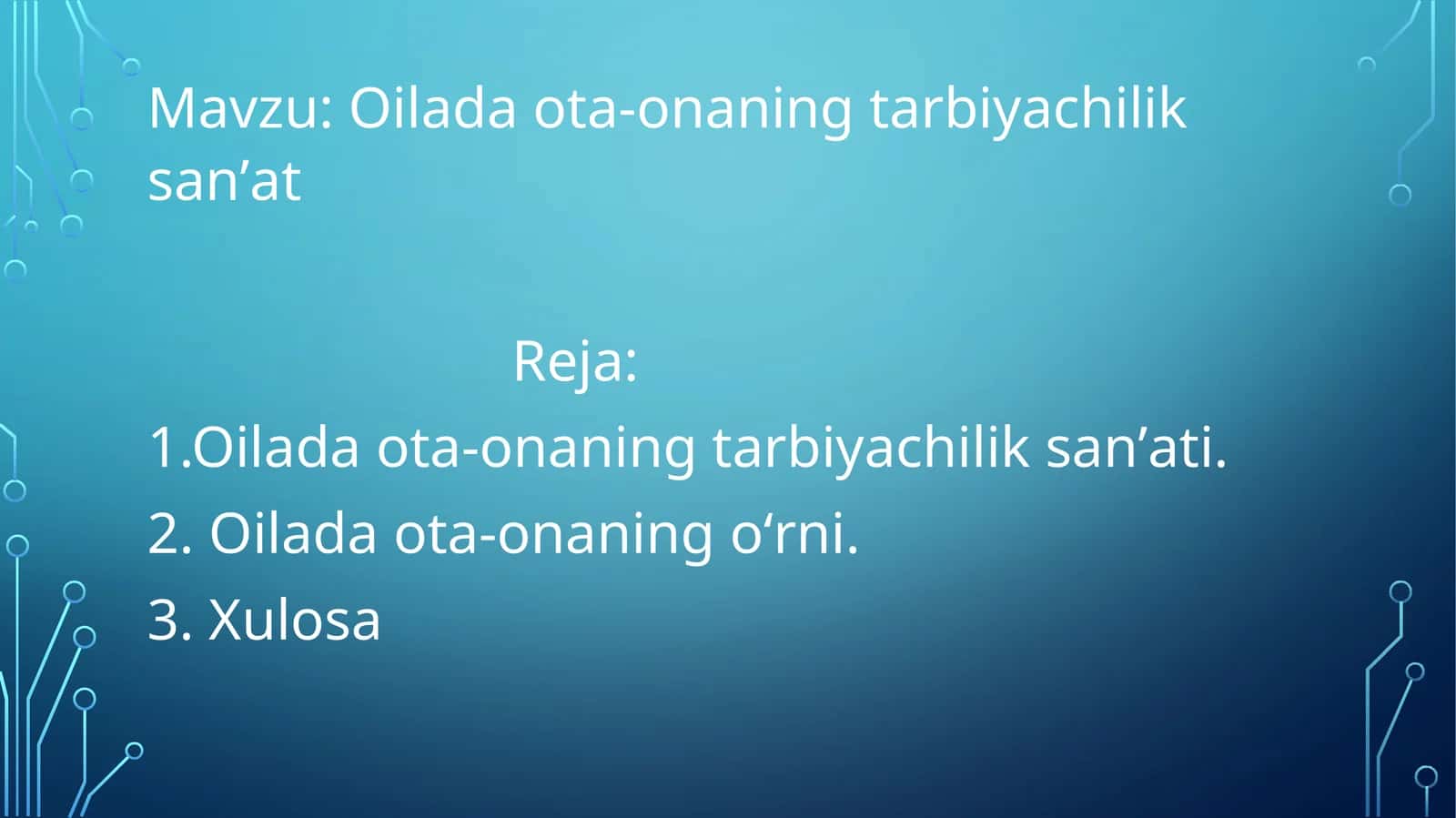 Oilada ota-onaning tarbiyachilik sanʼat 1