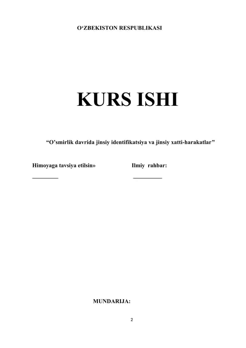 O'smirlik davrida jinsiy identifikatsiya va jinsiy xatti-harakatlar 1
