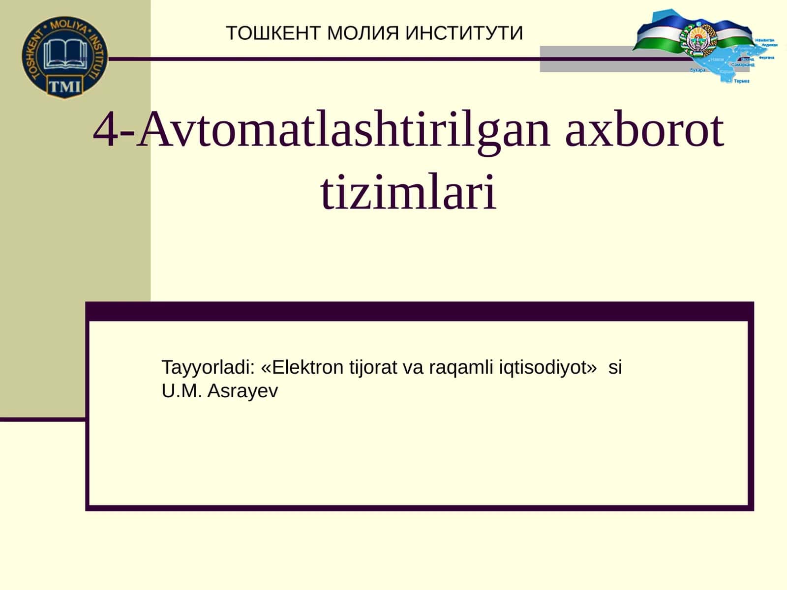 Avtomatlashtirilgan axborot tizimlari 1