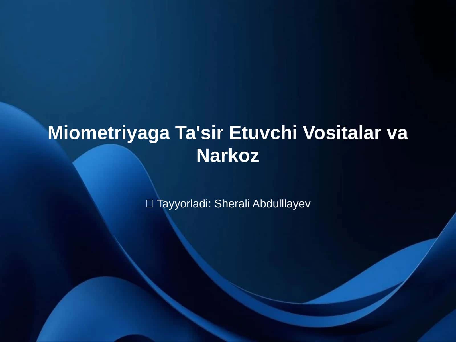 Miometriyaga Ta'sir Etuvchi Vositalar va Narkoz 1