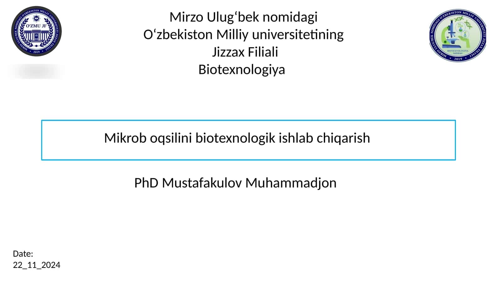 Mikrob oqsilini biotexnologik ishlab chiqarish 1