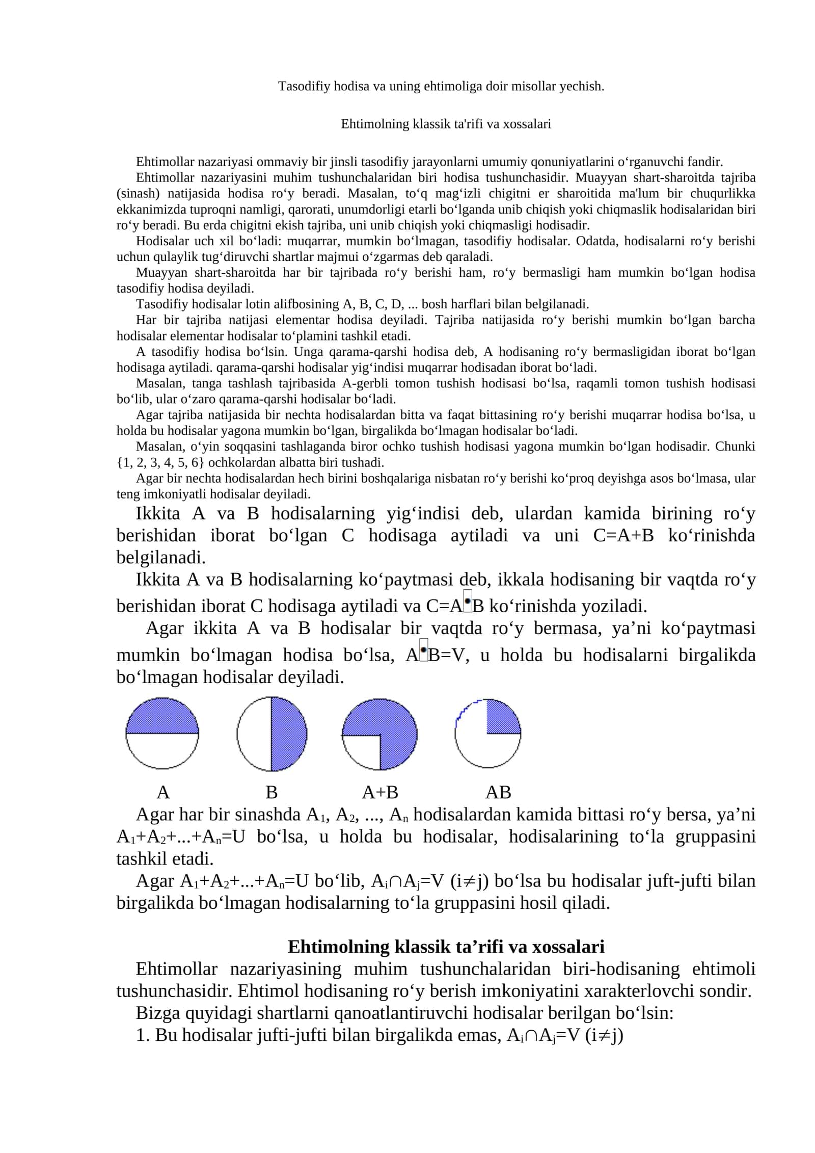 Ehtimollarning tushunchasi 1