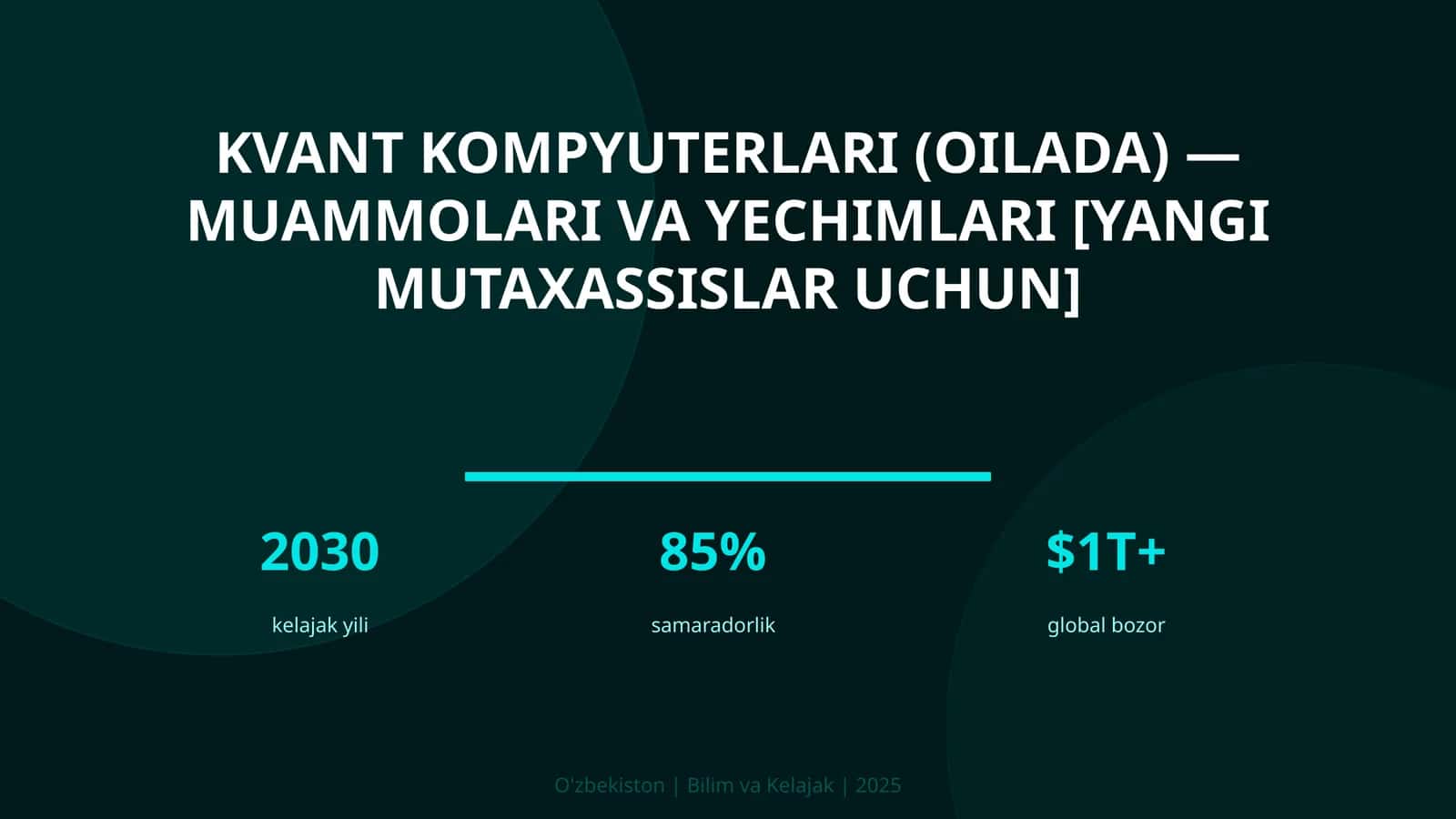 KVANT KOMPYUTERLARI (OILADA) — MUAMMOLARI VA YECHIMLARI [YANGI MUTAXASSISLAR UCHUN] 1