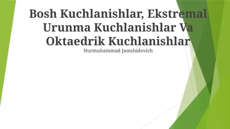 Ekstremal Urunma Kuchlanishlar Va Octaedric Kuchlanishlar 1