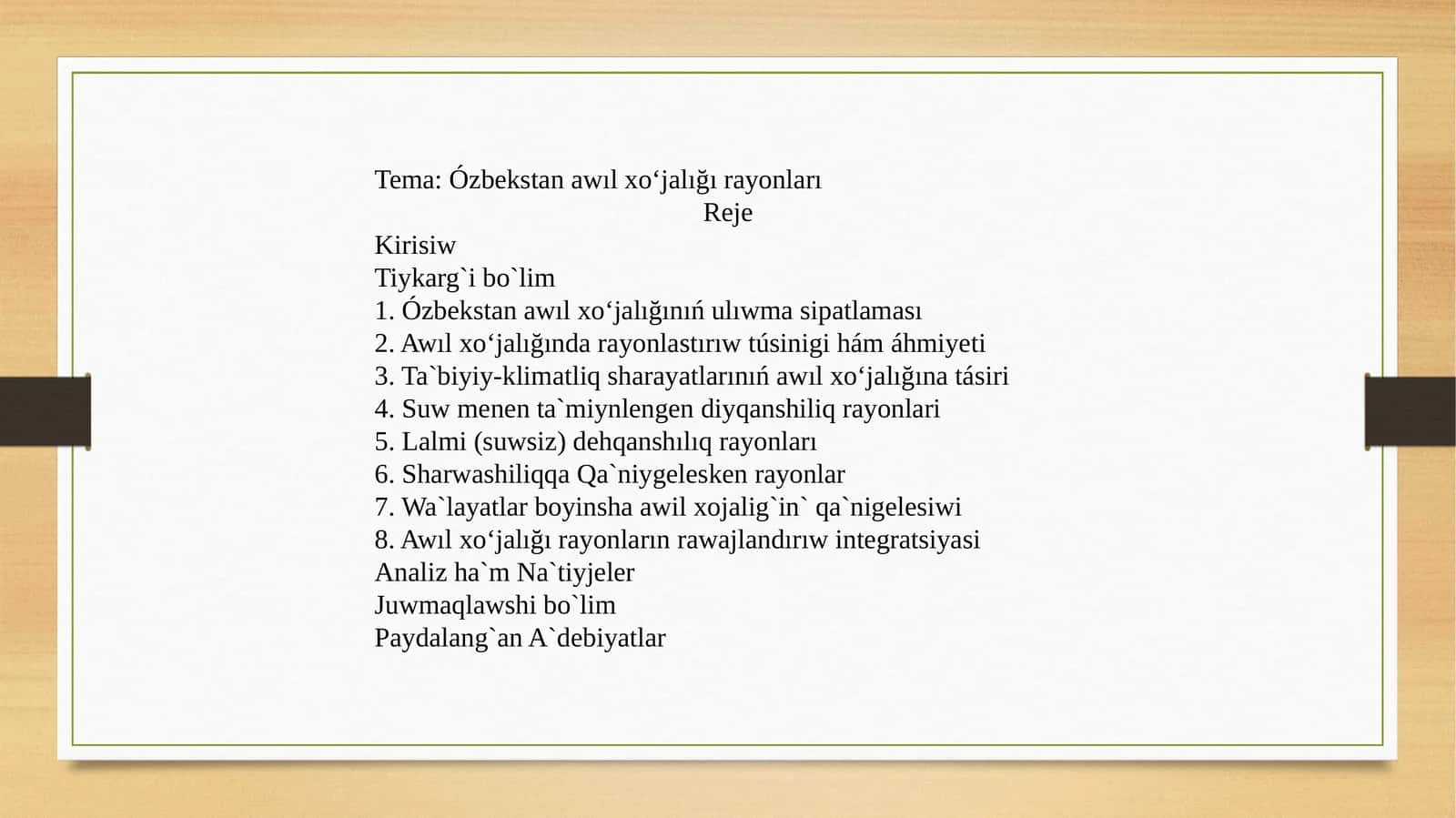Ózbekstan awıl xo‘jalığı rayonları 1