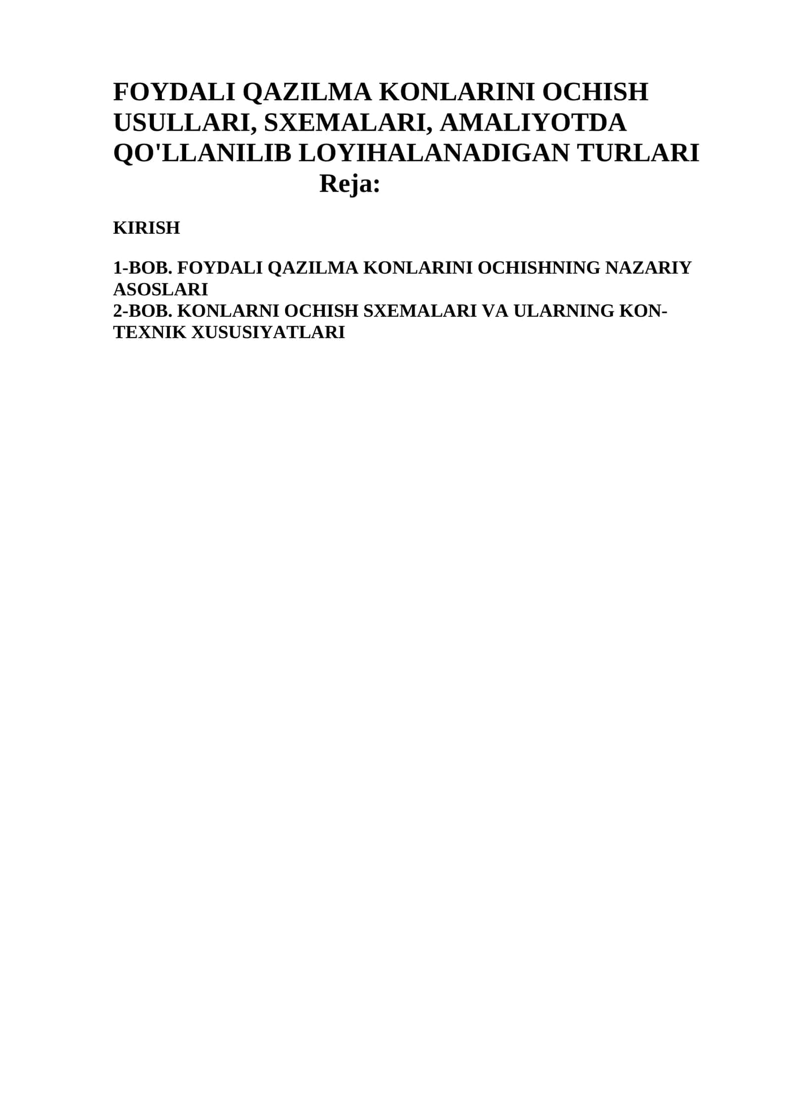 FOYDALI QAZILMA KONLARINI OCHISH USULLARI 1
