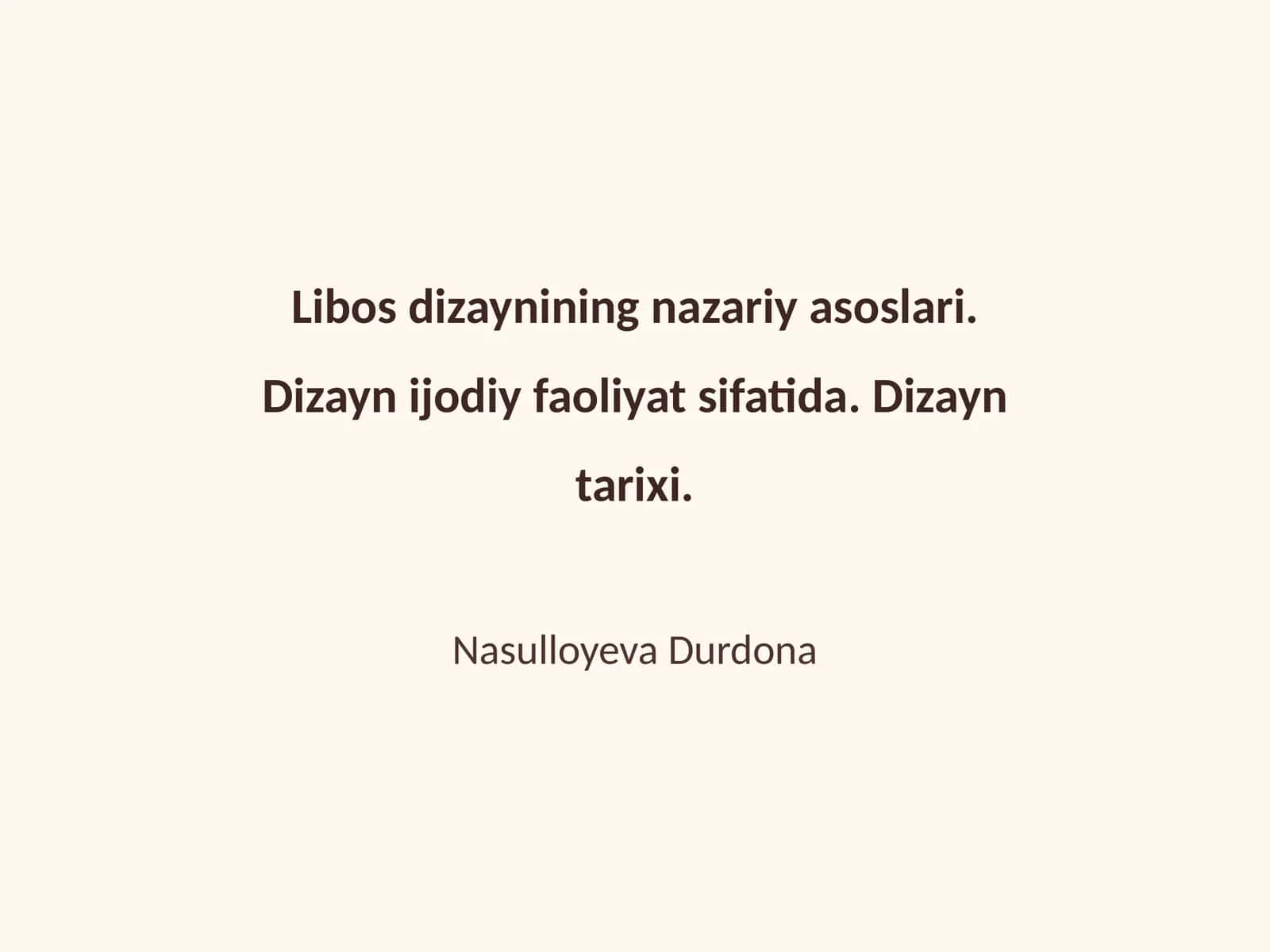 Libos Dizaynining Nazariy Asoslari 1