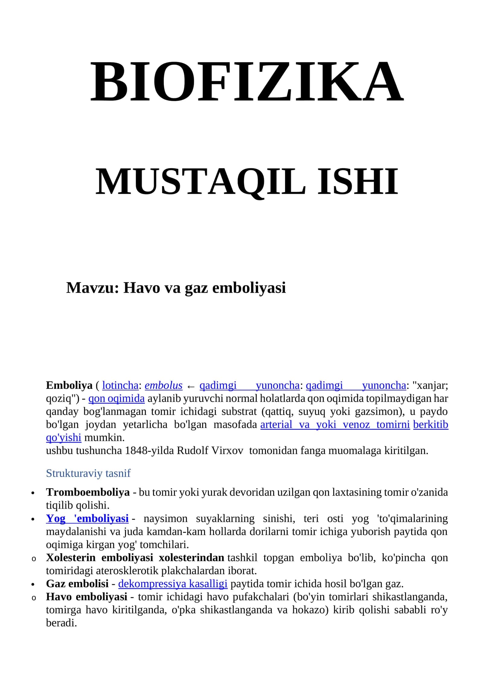 Havo va gaz emboliyasi 1