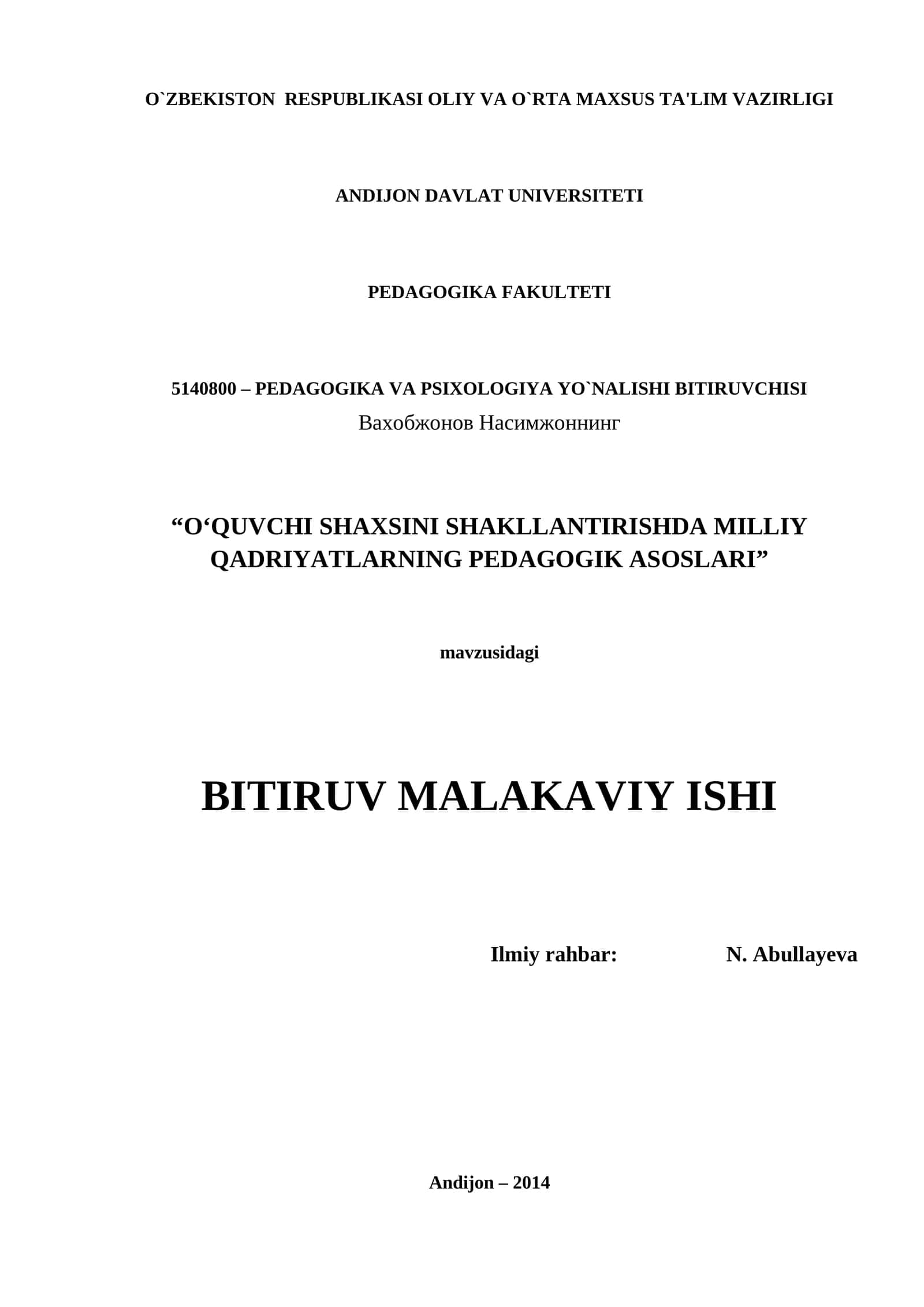 O‘QUVCHI SHAXSINI SHAKLLANTIRISHDA MILLIY QADRIYATLARNING PEDAGOGIK ASOSLARI 1