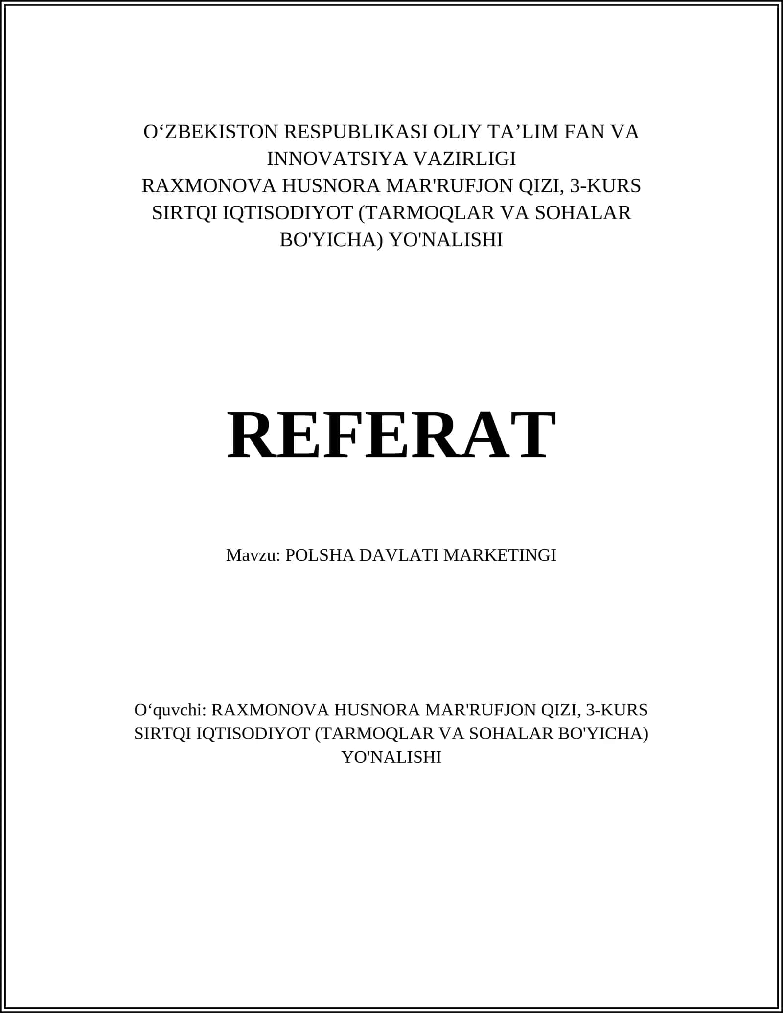 POLSHA DAVLATI MARKETINGI 1