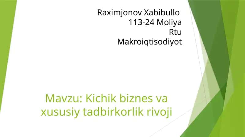 Kichik biznes va tadbirkorlik rivoji 1