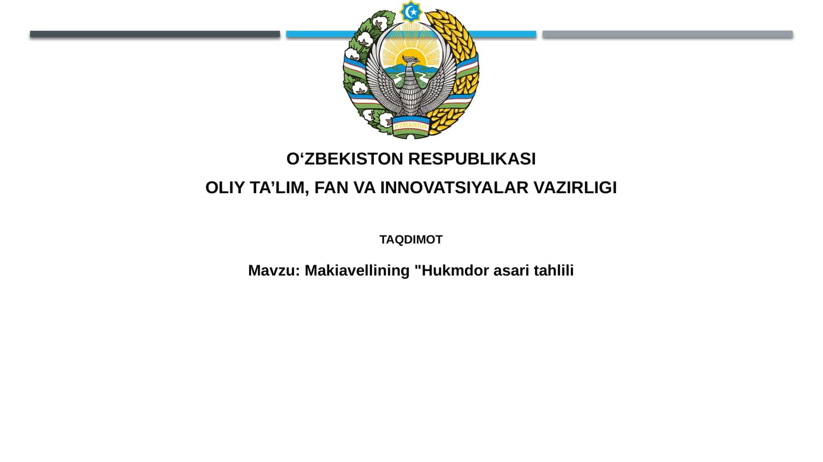 Makiavellining "Hukmdor"ga tahlili 1
