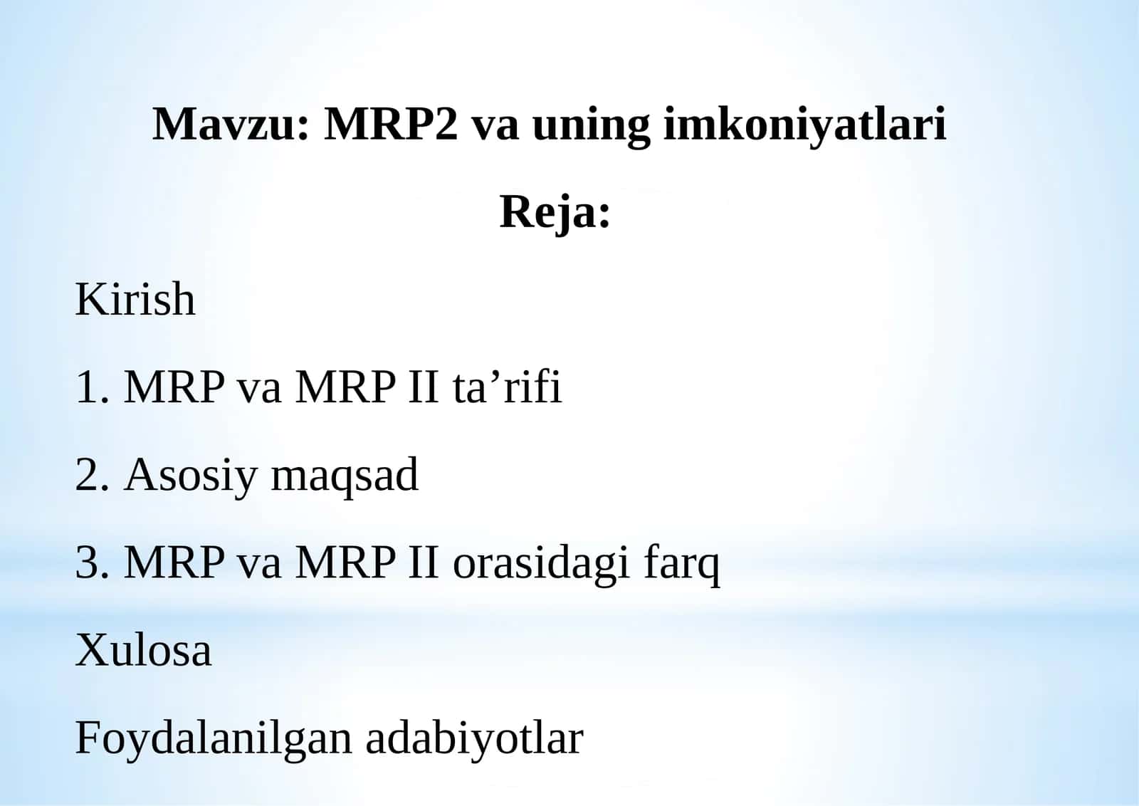 MRP2 vauning imkoniyatlari 1