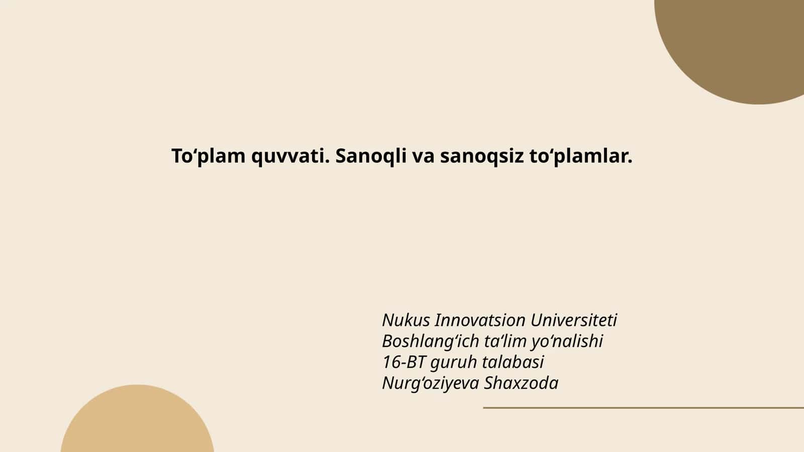 To‘plam quvvati. Sanoqli va sanoqsiz to‘plamlar 1