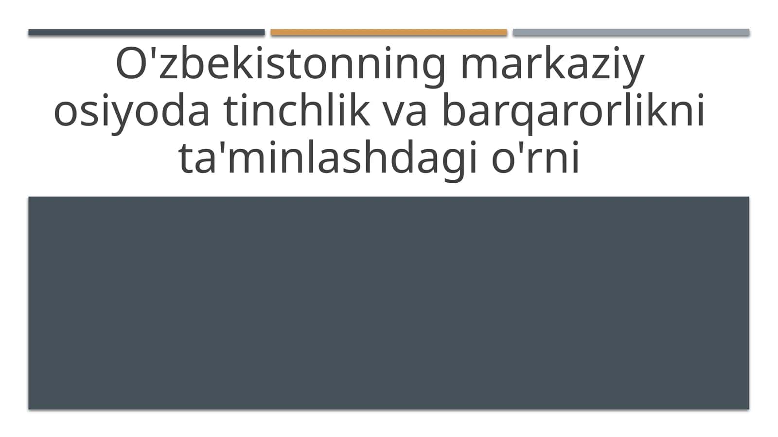 O'zbekistonning tinchlikni ta'minlashdagi strategik yondashuvlari va tashabbuslari 1